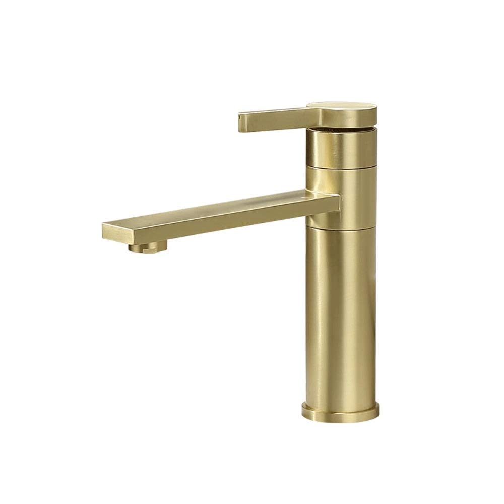 Robinet de lavabo doré en laiton rotatif pour eau chaude et froide