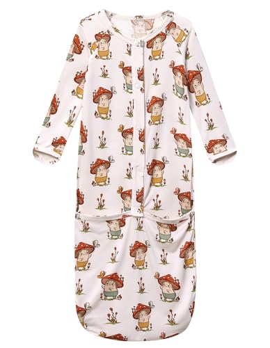 Image of BambooBud Viscose from Bamboo Baby Gown Newborn Preemie Sleeper Gowns Long Sleeve Nightgowns Unisex Infant Sleepwear