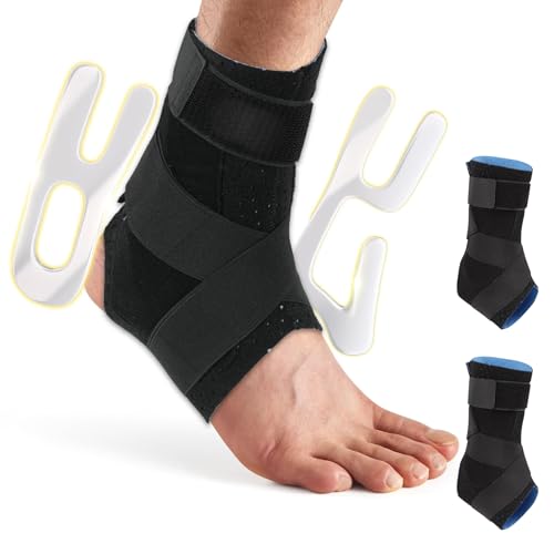 FALSKT 2PCS Chevillere Entorse Sport Rigide Attelle Cheville Chevillière de Maintien pour Hommes Femmes avec Attelle Latérale Réglable Bandage pour Entorse Cheville Protege,Soulagement,Récupération L