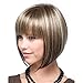 Tsnomore Shoulder Length Straight Bob Heat Resistant Women Wig (Mixed Brown)