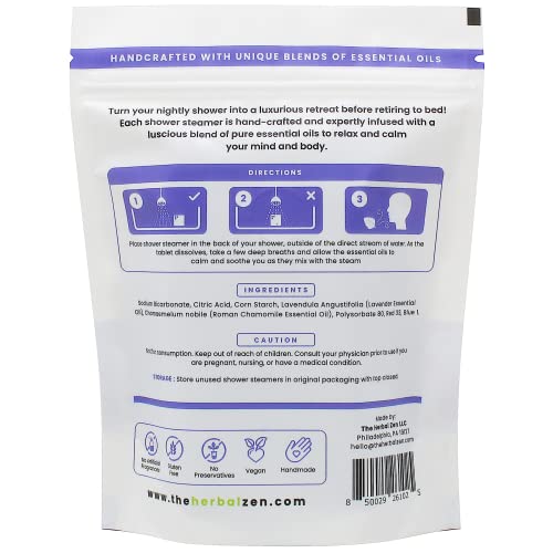 Sleepytime Shower Steamers With Lavender And Chamomile Essential Oils Handmade By The Herbal Zen For Relaxation (Pack Of 10), Lavender Shower Bath Bombs, Self Care Gift, Birthday Gift For Women #TOP1