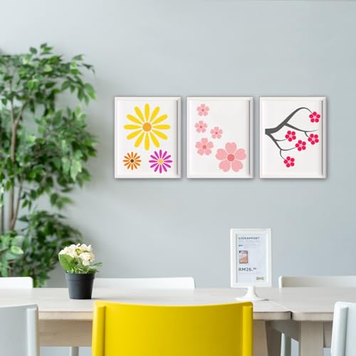 Plantillas de flores grandes para pintar reutilizables de plástico duradero 8