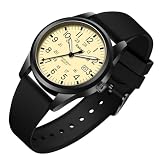 Kakabi Men's Easy to Read Watch, Unisex Military Sport Analog Quartz Casual Wristwatch with Comfortable Silicone Strap, 24 Hour Time, 30M Water Resistance