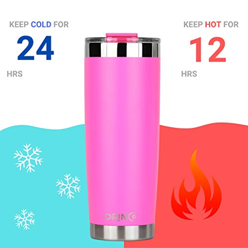 Drinco - 20 Oz Stainless Steel Tumbler | Double Walled Vacuum Insulated Mug With Lid, 2 Straws, For Hot & Cold Drinks (20Oz, 20Oz Island Pink) #TOP3