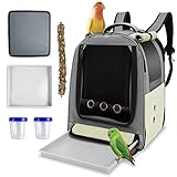 Sysmashing Bird Backpack Carrier,Bird Travel cage Backpack with Tray and Standing Perch,Feeding Tank
