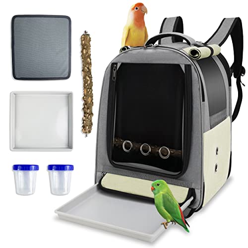 Sysmashing Bird Backpack Carrier,Bird Travel Cage Backpack With Tray And Standing Perch,Feeding Tank,Waterproof Pad,Used For Parakeets,Hornbirds,Lovebirds,Small And Medium-Sized Bird #TOP26