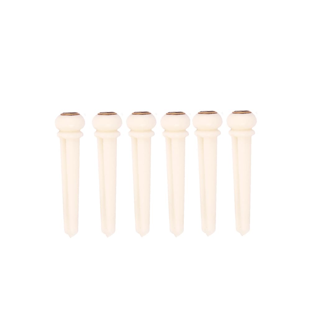 RuiJOTWAT 6pcs Bone Guitar Bridge Pins with Brass Circle and Green Pearl Shell Dot String Nails Pin - Image 4