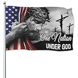 One Nation Under God Flag Christian Jesus American Flags for Outside 3x5 Double Sided Polyester In God We Trust Flag Jesus Easter Flags for House Yard Outdoor Faith Patriotic Flags Banner Decor