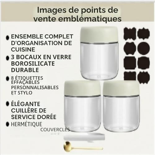 CNKHDZ 4 pièces Overnight Oats Bocaux,Gris 500ml Meal Prep Bocal Avec Couvercle Overnight Oats Bocaux Avec Couvercle,pour confitures maison,aliments pour,mariner,Mason Jar – vue 3