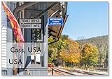 Cass, USA - : Schild für Ticketbüro, Touristeninformation und Western Union Telegraph Cable Office of Cass Company Railway Rail Railroad Scenic Station, West Virginia, Kühlschrankmagnet