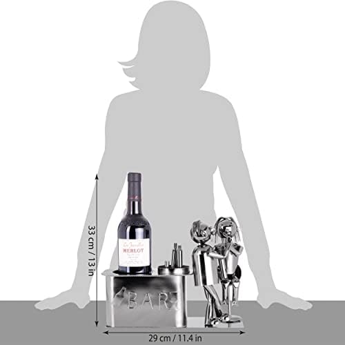 BRUBAKER Couple at The Bar Wine Bottle Holder Stand Rack Home Kitchen Table Art Decoration with Gift Card