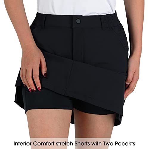 Anivivo Women's Golf Skorts Skirts 18" Outdoor Hiking Casual Skorts With Zip Pockets Quick Dry Lightweight Skirts (Black,M) #TOP1