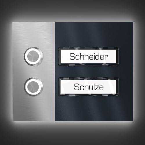 Sonnette multi-famille avec bouton LED personnalisable et 2 badges interchangeables en inox