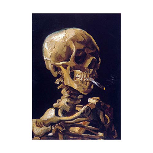 Wee Blue Coo VAN GOGH SKULL BURNING CIGARETTE OLD PAINTING FRAMED PRINT PICTURE 25 F12X1625