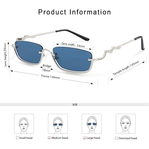 Y2K Snake Sunglasses for Women Men Narrow Rectangular Y2k Chic Sunnies AP3649