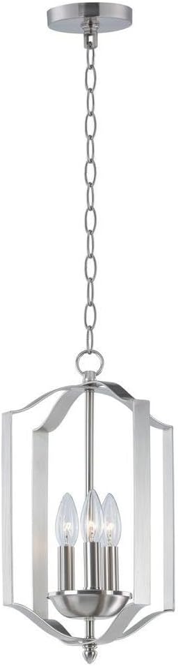 Maxim Lighting Provident 3-Light Chandelier | Satin Nickel Finish | Steel Construction | Dining Room Chandelier | 10035SN