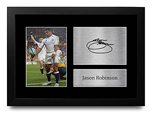 Photo autographe Jason Robinson cadre A4 pour decoration salon de fan de rugby