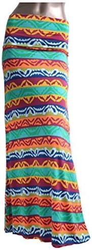 Azules Women's Poly Span Multiple Selection Print Maxi Skirt (M, Ethnic Mint G28)