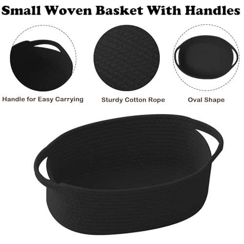 Image of Black Woven Rope Basket - Baby Gift Basket with Bag & Ribbon