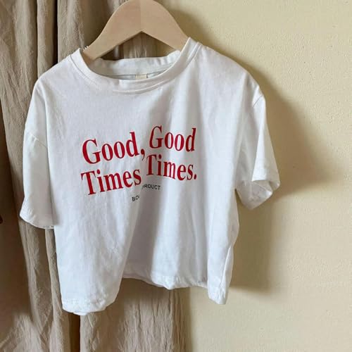 SLJYM Sommarmode Lös flicka Barn Bokstavstryck T-shirt Pojke Baby Bomulls Kortärmade T-shirts Barn Casual Toppar