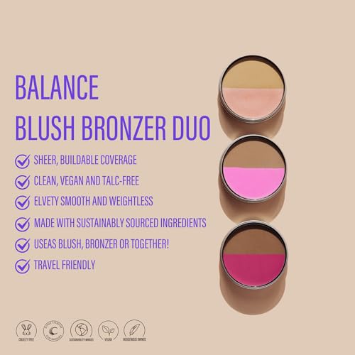 Cheekbone Balance Fair Blush/Bronzer, Talc-Free Multi-Use Compact with a Soft-Matte Finish, Buildable, Skin-Loving Formula with Organic Jojoba Oil, Eco-Conscious, Vegan & Cruelty-Free, 0.38 oz.