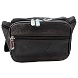 Genuine Leather Fanny Pack Crossbody Sling Bag for Men Women Large Roomy Organizer w RFID Built In Wallet & Phone Pockets.