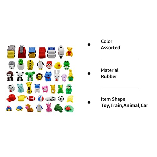 Cllayees 72 Pcs Assorted Animal Pencil Erasers Toy Set, Car Puzzle Erasers Toys For Kids Reward Party Favors (Animal And Car) #TOP7
