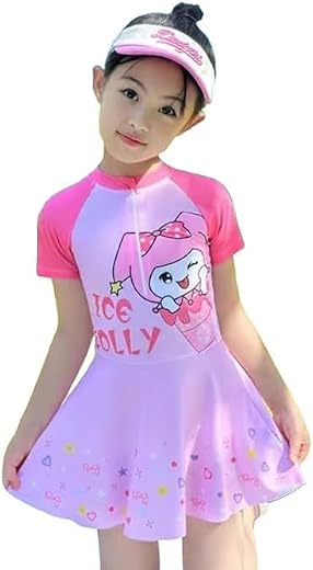 LEBAMI Kids Girls Swimwear Swimming Costume for Girls | One Piece Frock Style Swimsuit OR T-Shirt with Shorts Swim Costume...