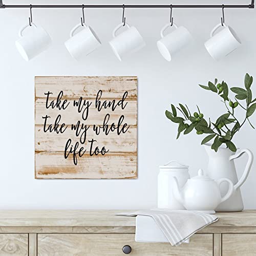 Cuadro de madera cristiana Take My Hand para decorar el salón estilo granja 5