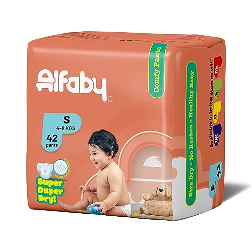 Image of Alfaby Baby Diapers | Small Size (56 Pieces) | 12 hrs protection | Long Lasting Dryness | Leak Proof | Uninterrupted Sleep - S 56