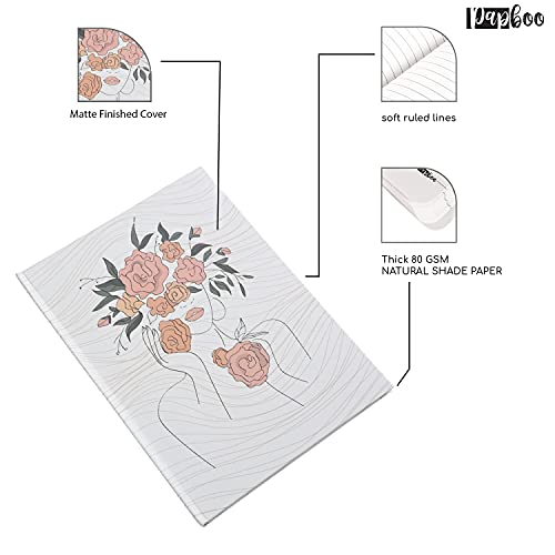 Image of PAPBOO Flower Women Hardbound Hardcover Notebook Diary, (22 X 17.5 cm, 80 GSM, 140 Single Ruled Pages) Journal, Gift