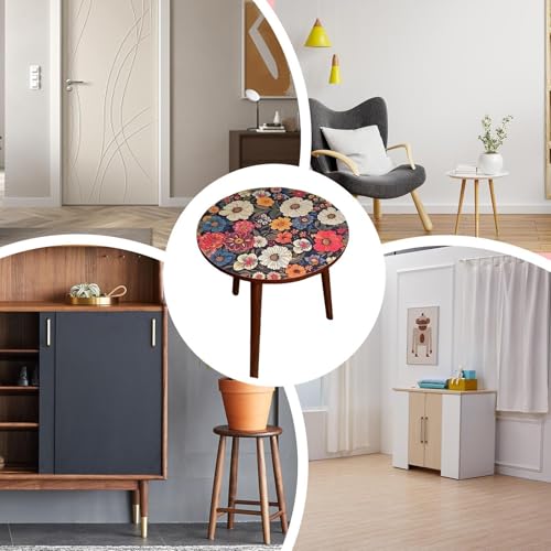 Table d'appoint ronde en bois massif pour salon et balcon compact - 8