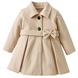 Yimoon Toddler Baby Girls Wool Blend Coat Long Sleeve Buttons Dress Coat Fall Winter Jacket Clothes(Beige-5T)