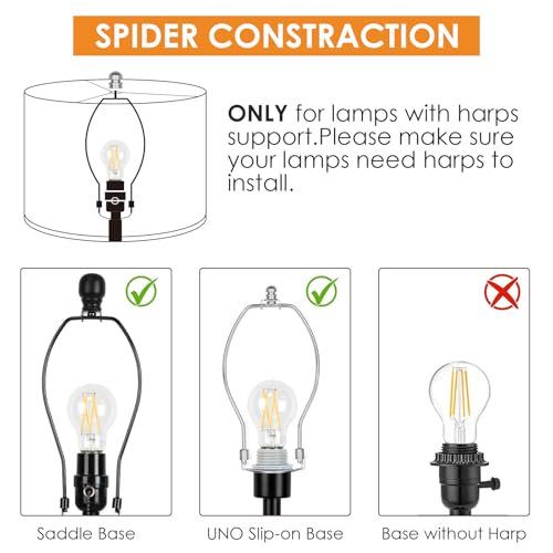 Lamp Shades Set of 2, Drum Lampshades 13" Top x 13" Bottom x 10" High with Spider Fitter, Large Replacement Lamp Shades for Table Lamps, Floor Lamps, Easy Assembly Required (2, White) by Qingmiao - Image 7