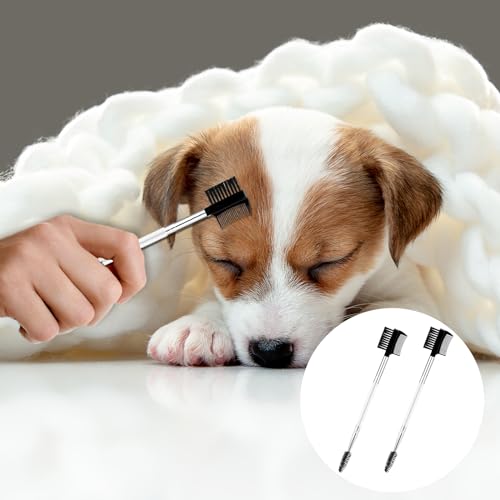 KALIONE 2 Pcs Dog Tear Comb, Double-Head Dog Eye Brush, Pet Grooming Comb, White - Image 6