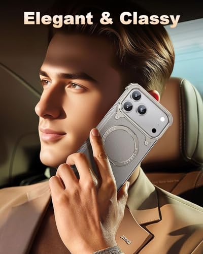 Image of Aluminum Frame Metal Bumper Compatible with iPhone 17 Pro Max | Simple Shield Air Cushion Shockproof | Edge Protection, Minimalist Slim - Black (Frame-Leather -Silver, iPhone 17 Pro Max)