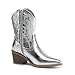 DREAM PAIRS Women's Cowboy Boots, Pointed Toe Chunky Heel Cowgirl Boots, Zipper Pull-On Stitched Western Boots Ankle Boots for Ladies,Size 9,SILVER-PU,SDAB2219W