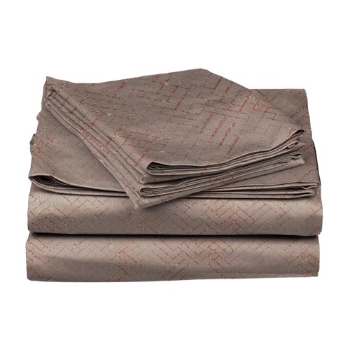 Image of Stoa Paris 300TC UltraSatin Printed Double Bedsheet with 2 Pillow Covers, Gentle on Skin & Hair, Wrinkle & Fade Resistant, Home Decor, Gift for Couple, Starlit Night - Champagne (228cm x 254cm)