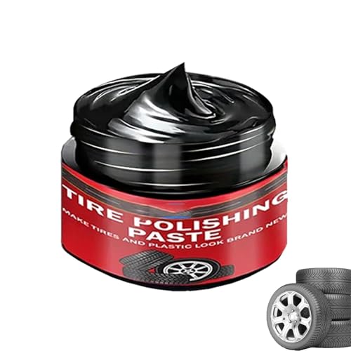 Car Tire & Plastic Trim Renewal Paste Restores Shine Prevents Cracking & Easy Application Tire Coating Paste Rapid Acting Car Tire Shine with Sponge for Cars Trucks Motorcycles (1PCS)
