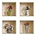 DIY Pegatinas Etiquetas para Pared Desmontables de Vinilo 3D Arte Mágico de Nisha, Conjunto de 4, Rosas rojas y rosas (conjunto romántico)