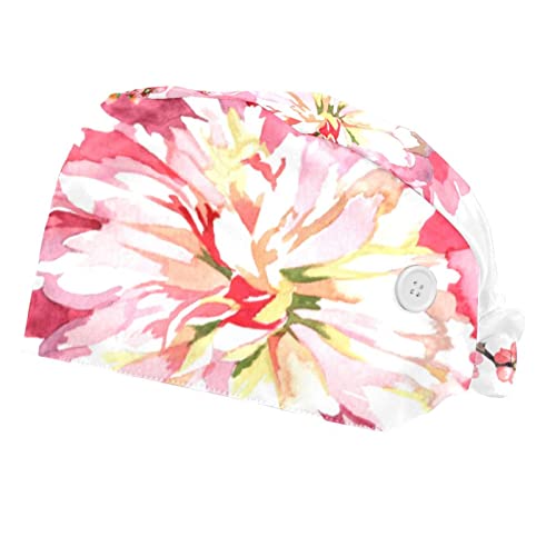Chapeaux de travail fleurs de pêche parfaits pour la cuisine et les soins esthétiques 2pcs