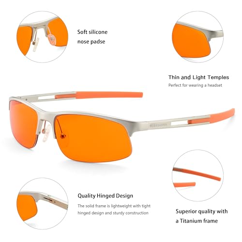 Image of 99.9% Blue Light Blocking Glasses, AR Coating, Computer Screens Gaming for Men Women, Stop Eyestrain, Better Sleep