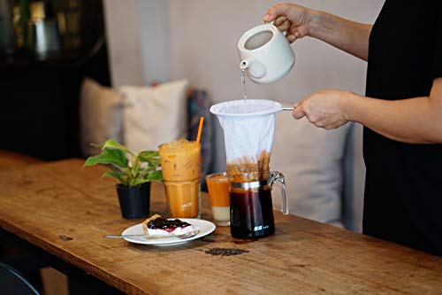 DDPREMIUM Traditional Thai Style Stainless Steel Reusable Mesh Filter for Thai Tea, Coffee & Loose Leaf Drinks, Strainer Sock 3 Inches