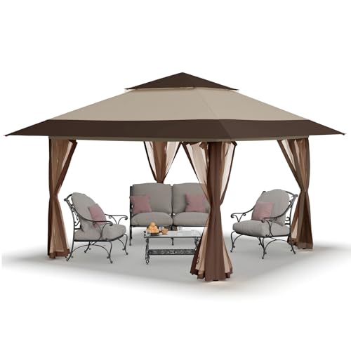 Pavillon 4x4 Wasserdicht Stabil Winterfest, Höhenverstellbar Gartenpavillon mit 4 Moskitonetz Seitenteilen, Gartenpavillon Metall, Pop Up Faltpavillon Gartenzelt fürFestival, Partys, Hochzeit Pavillon 4x4 Wasserdicht Stabil Winterfest, Höhenverstellbar Gartenpavillon mit 4 Moskitonetz Seitenteilen, Gartenpavillon Metall, Pop Up Faltpavillon Gartenzelt fürFestival, Partys, Hochzeit