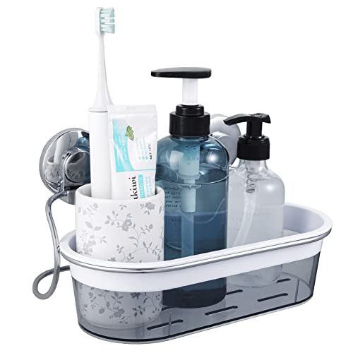 LEVERLOC Duschablage mit Saugnapf, ohne Bohren, verchromt, Badezimmer-Caddy, Duschregal, Saugnapf, leistungsstark, maximale Tragkraft: 8.2 kg, Dusch-Organizer, Aufbewahrung für Bad und Küche Cover