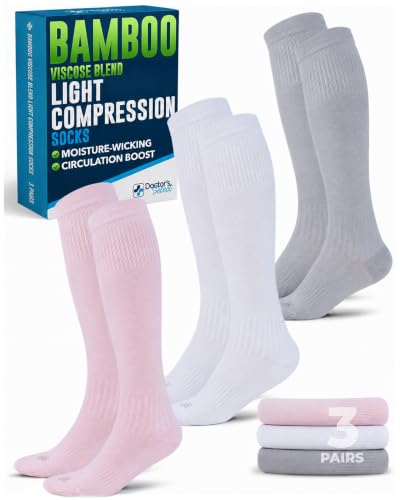 Image of Doctor's Select Bamboo Viscose Light Compression Socks for Women & Men - 3 Pairs, 8-15 mmHg Compression Socks, Knee High