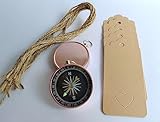AMERRY 10Pcs Compass Wedding Favors for Guests, Compass Souvenir Gift with Kraft Tags for Travel Themed Party Decorations，Birthday Wedding Party Souvenir Gift Favors (Rose Gold), Copper