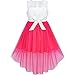 Sunny Fashion Flower Girls Dress Dark Pink Hi-Low Party Wedding Bridesmaid Size 7