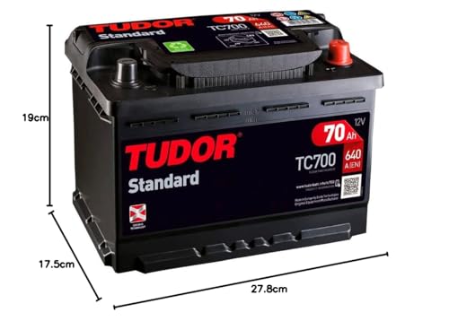 TUDOR Batería 70, Ah 640, A/EN TC700 L 278mm B 175mm H 190mm