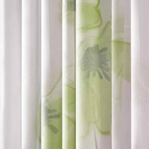Rideaux de la salon à pattes floral vert SIMPVALE 150cm - 4